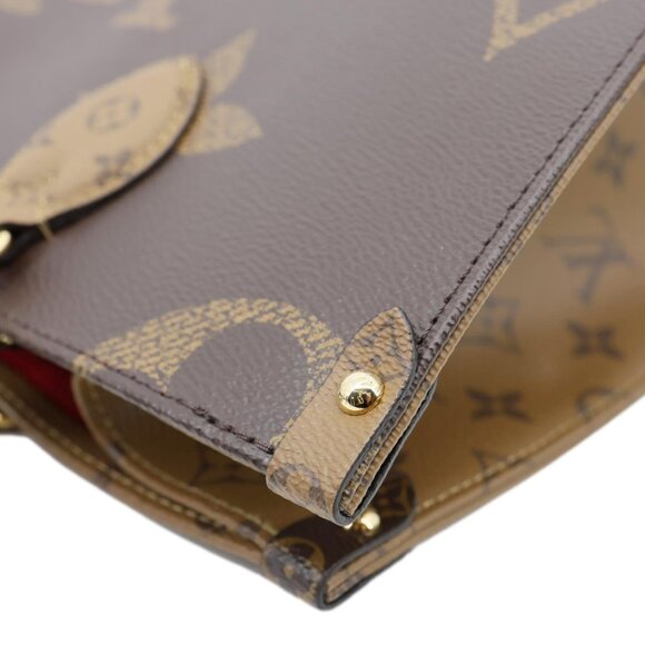 Louis Vuitton Onthego MM Giant Monogram Reverse Canvas Tote Bag Brown - Picture 7 of 16